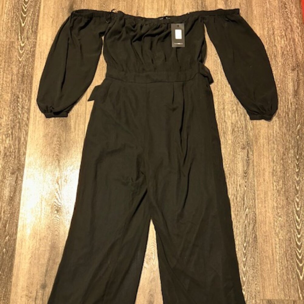 Fashion Nova Womens Jumpsuit Romper Shoulderless Black Size 1X BRAND NEW NWT